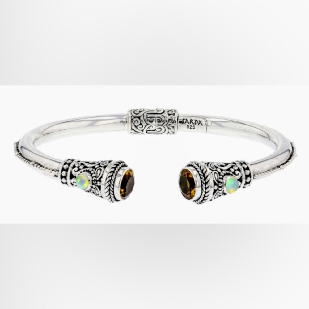 Yellow Citrine Opal Sterling Silver Cuff Bracelet 3.26ctw from JTV